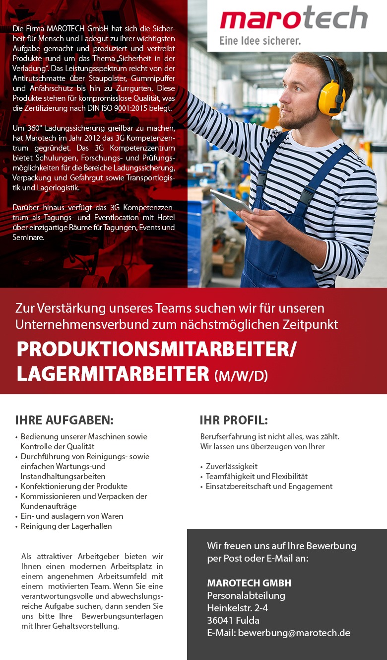 Produktionsmitarbeiter / Lagermitarbeiter (m/w/d) in Fulda ON JOBS