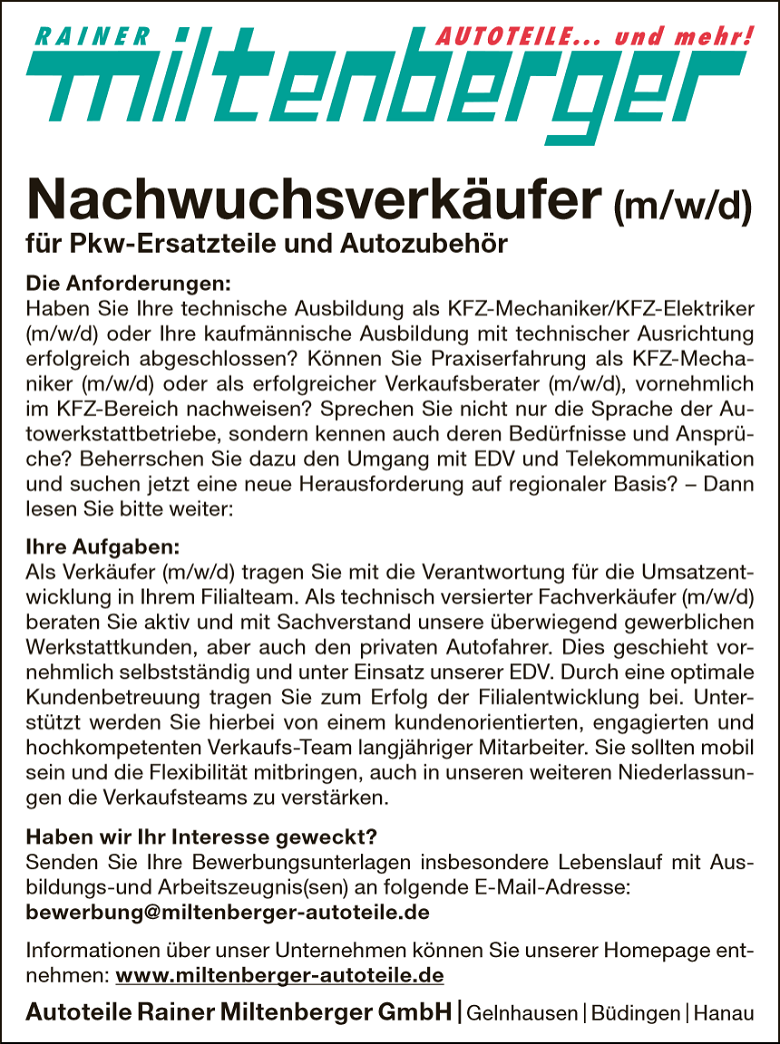 Nachwuchsverkaufer