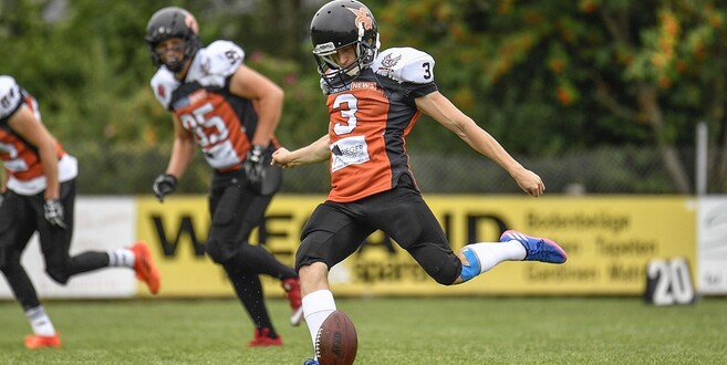 Bereit zum Kick-Off für das erste Heimspiel: Marco Mathiebe und die Fulda Saints empfangen die Hanau Ravens.