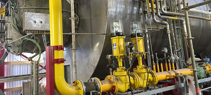 Blick auf die Brennkammer der neuen Anlage zur Herstellung von Magnesiumsulfat wasserfrei am Standort Wintershall des Werkes Werra