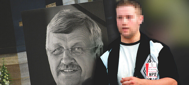 Der ermordete Regierungspräsident Dr. Walter Lübcke (li.) und der mutmaßliche Mörder Stephan E. (damals 29) auf einer Wahlkampfkundgebung der NPD