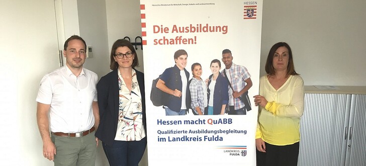 Gemeinsam im Einsatz für die duale Ausbildung im Landkreis Fulda: (v.l.n.r.) Florian Hütsch, Olivia Lask und Uta Dörr